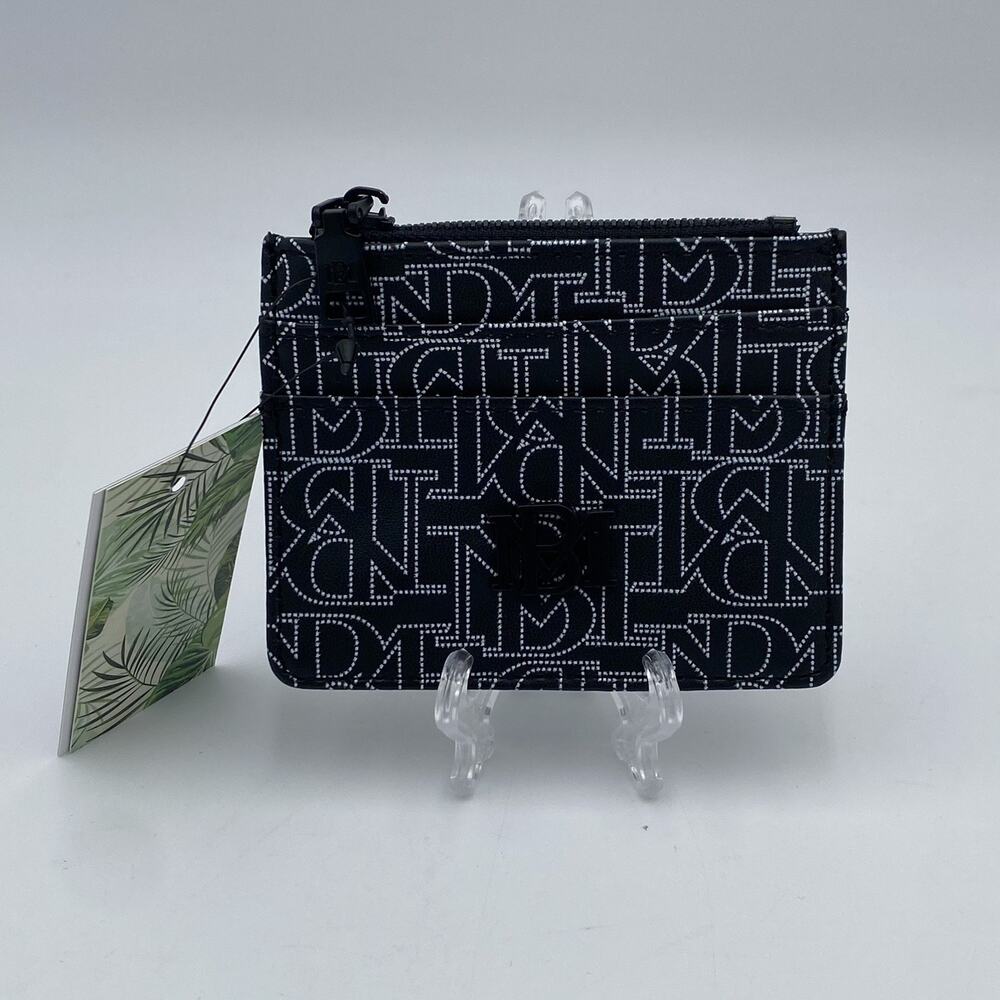 Badgley Mischka Black White Logo Monogram Mini Credit Card Holder Coin Wallet
